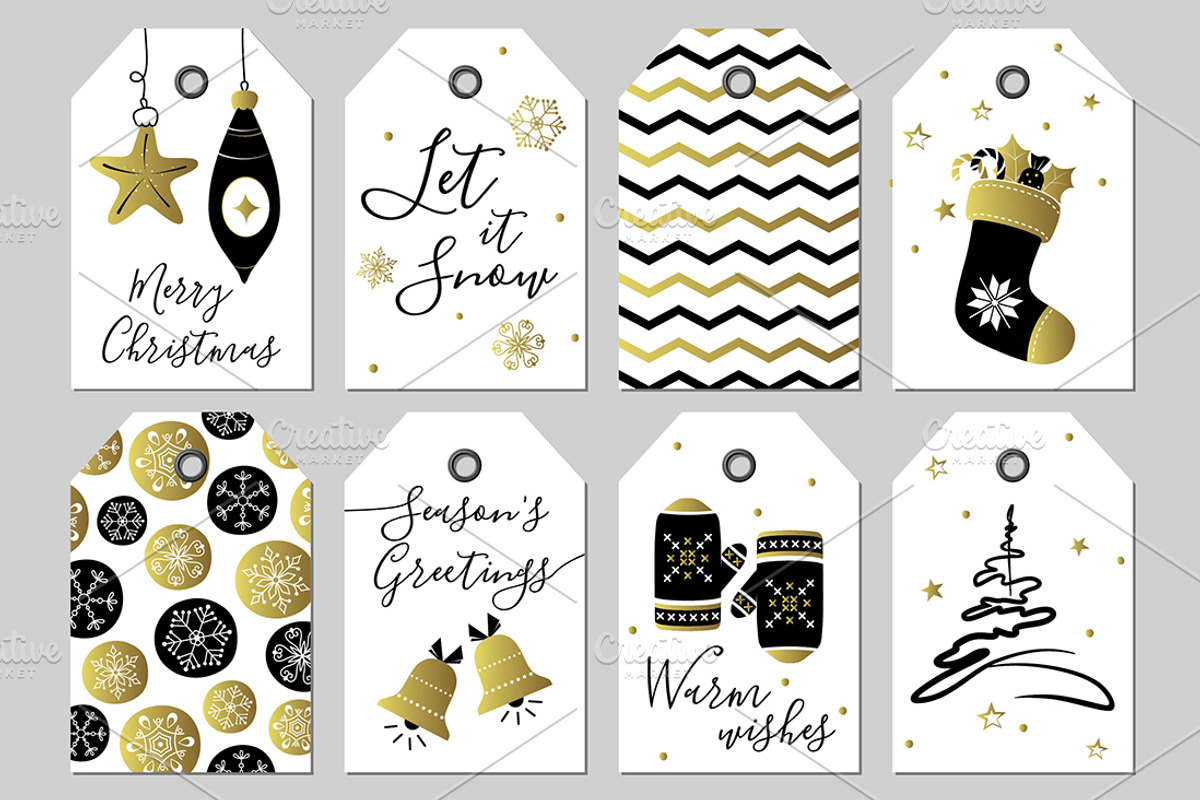 Christmas and New Year gift tags, a Decorative Illustration by Paper Cards