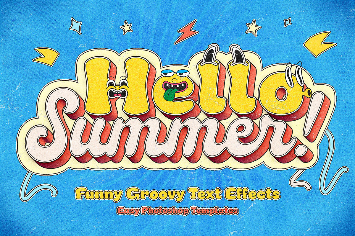 Groovy Cartoon Text Effects, a Layer Style Add-On by Andrew Skoch Design (Photo 3 of 9)