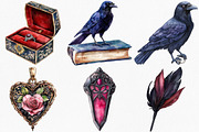 Watercolor Gothic Wedding Clipart, an Illustration by Canvas Craft (Thumbnail 2 of 7)