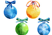 Watercolor Christmas baubles clipart, a Decorative Illustration by Watercolor fantasy (Thumbnail 3 of 5)