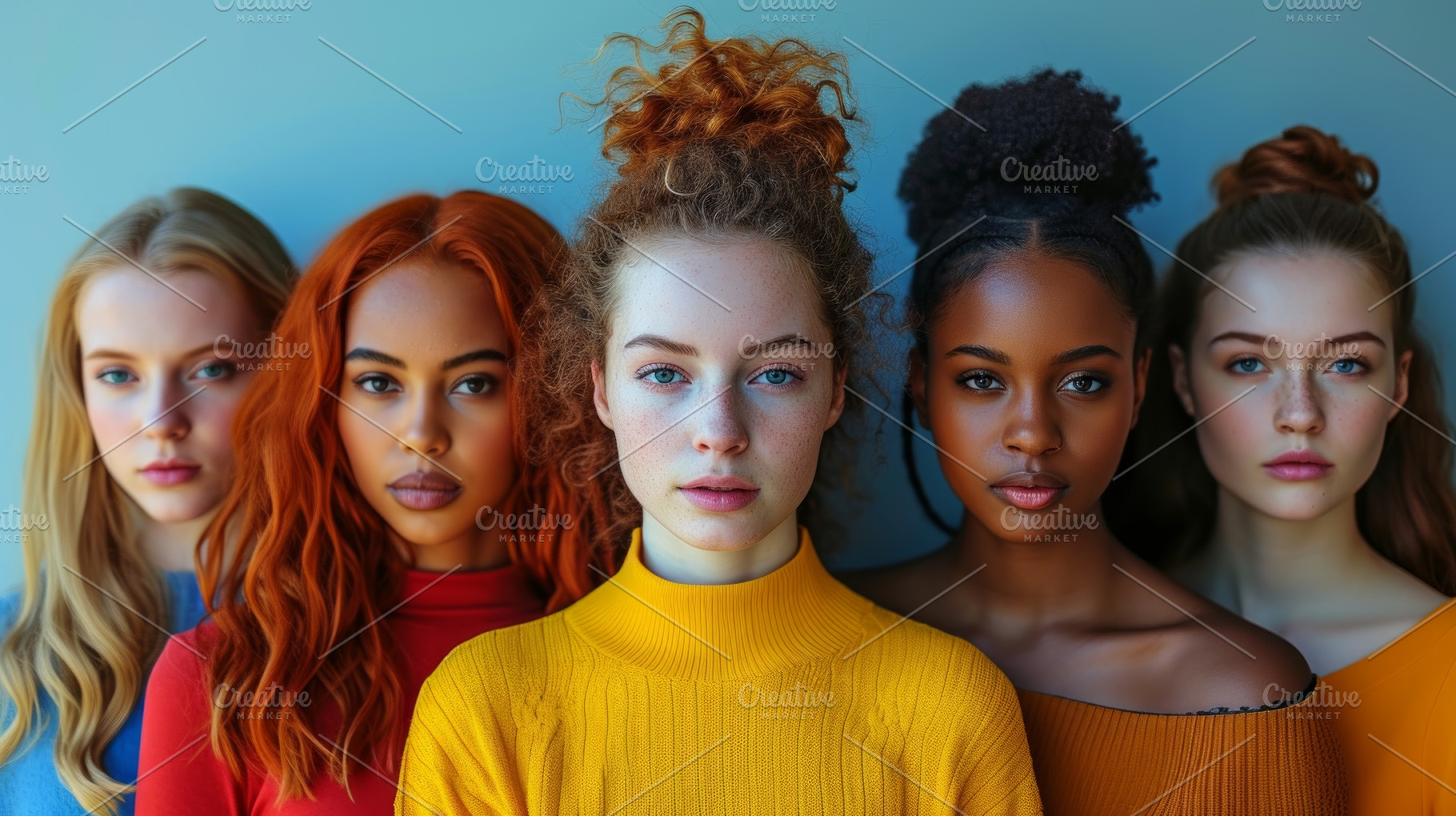 Portrait of a group of multiethnic women looking at camera over, a Person Photo by AS photostudio
