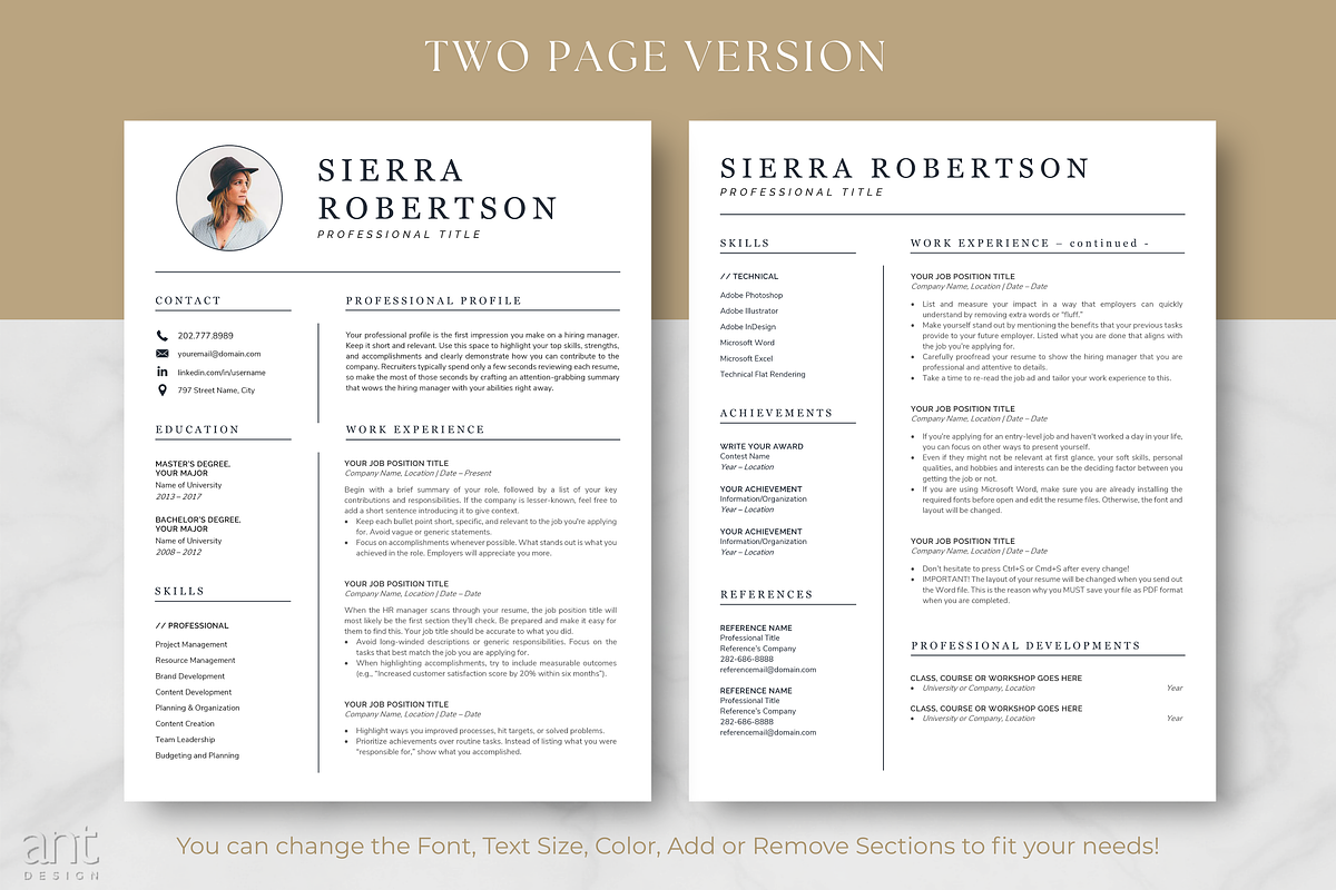Professional Resume Template -Sierra, a Resume Template by AntDesignStudio (Photo 3 of 9)