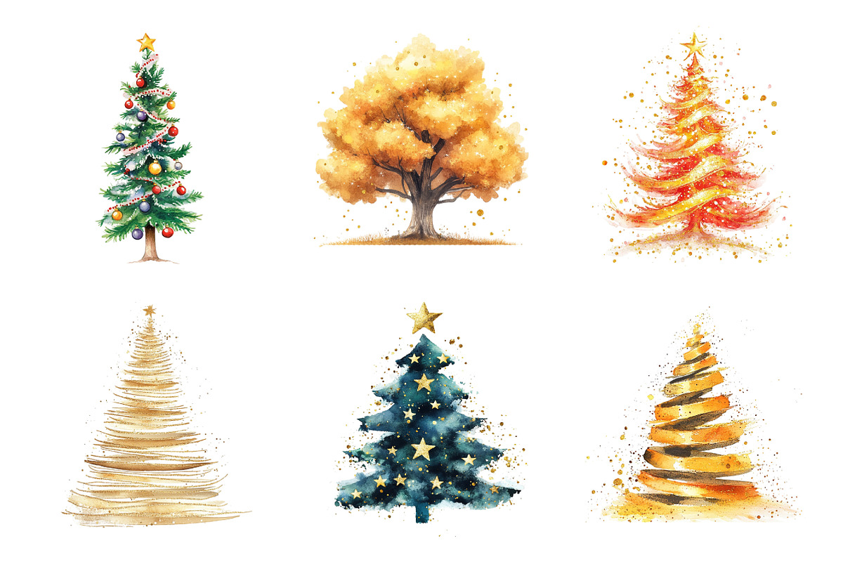Christmas Tree Clipart, an Illustration by SinaCreation (Photo 3 of 5)
