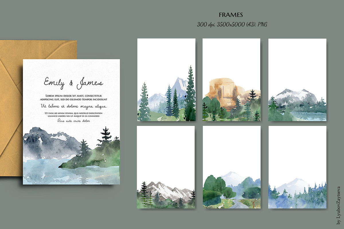 watercolor landscape creator clipart, a Decorative Illustration by LyubovZaytseva (Photo 20 of 27)