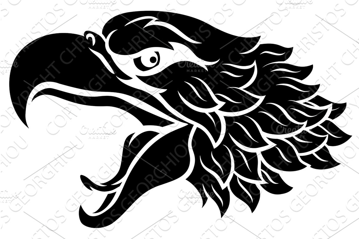 Bald Eagle or Hawk Mascot Head Face, an Animal Illustration by Christos Georghiou
