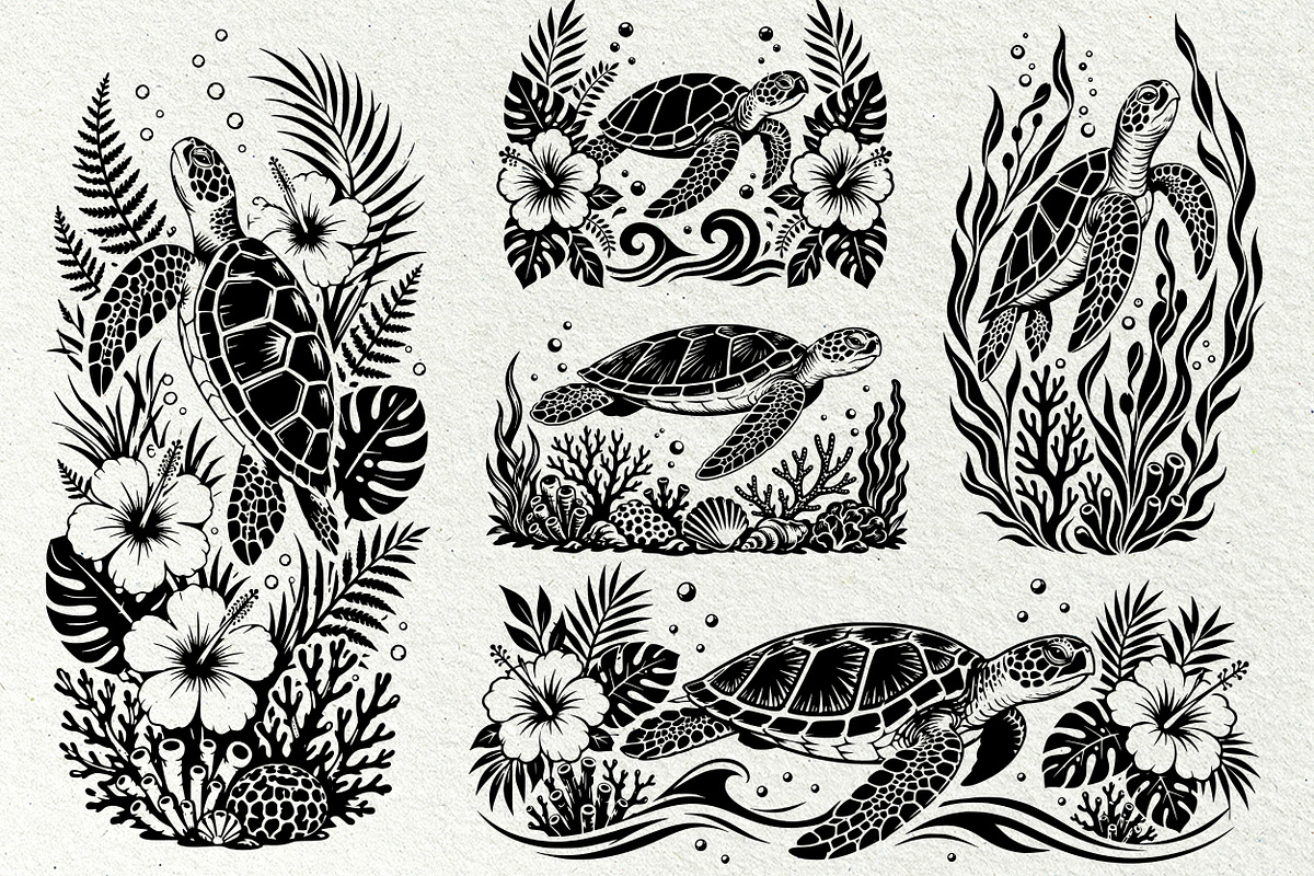 Sea Turtle Tropical SVG Graphics, a Decorative Illustration by DENIDigitalArtSudio (Photo 2 of 7)
