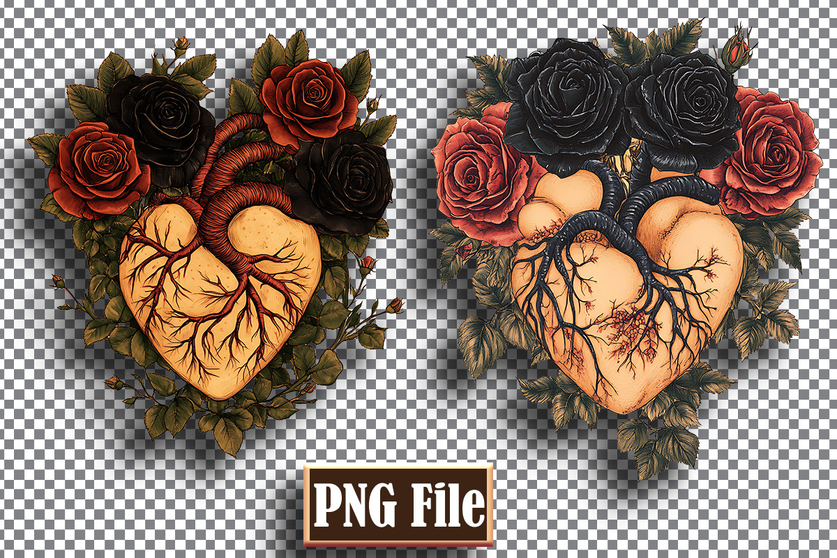 Floral Heart Clipart Bundle Png, an Object Graphic by protabsorkar11 (Photo 6 of 9)