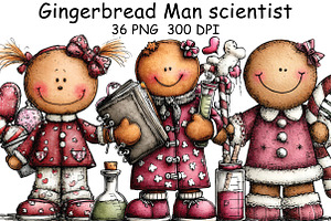 Whimsical Gingerbread Man scientist, an Illustration by CraftArtStudio