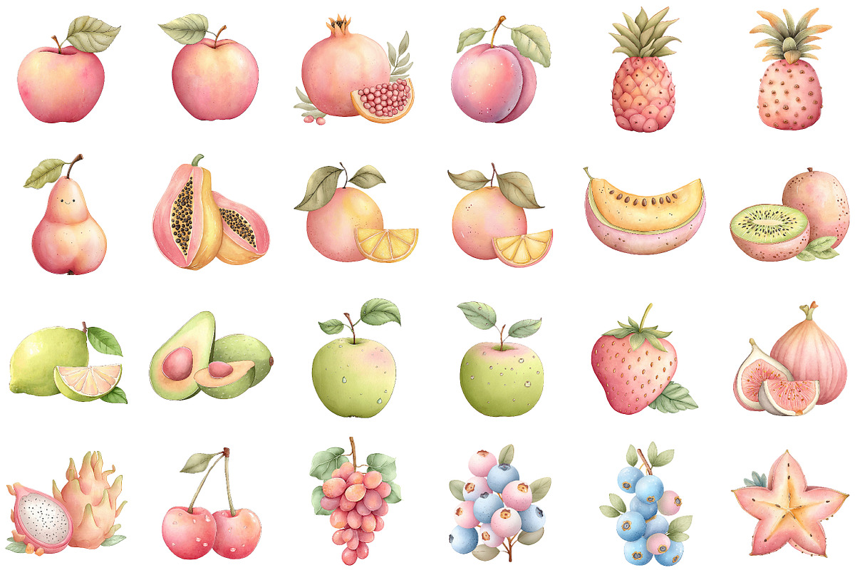 Watercolor Fruits Clipart, an Illustration by Sublimation Artist (Photo 2 of 6)