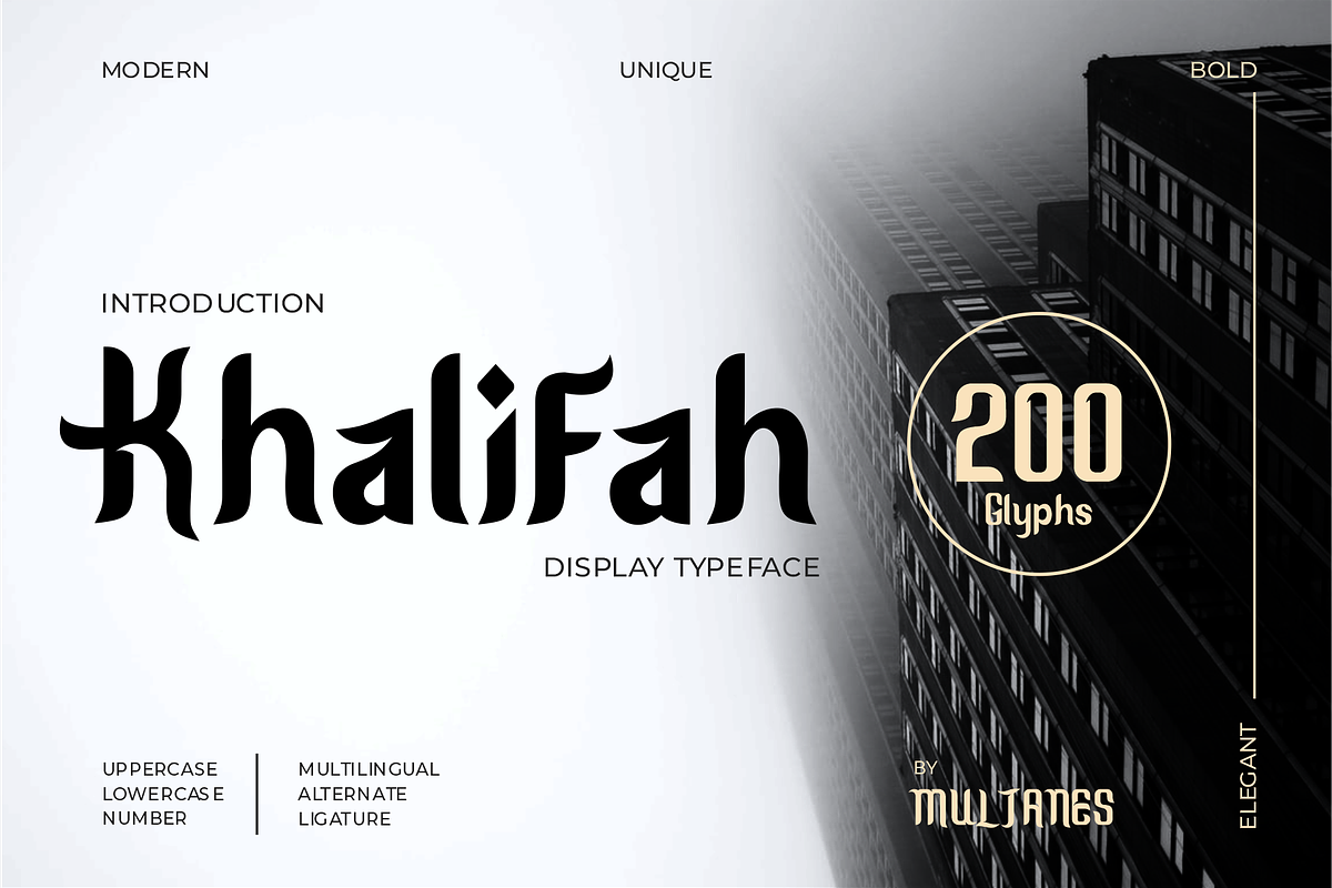 Khalifah Stylish Display, a Font by muljanes (Photo 1 of 8)