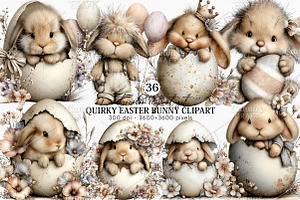 Quirky Easter Bunny Clipart Bundle, an Illustration by Canvas Craft