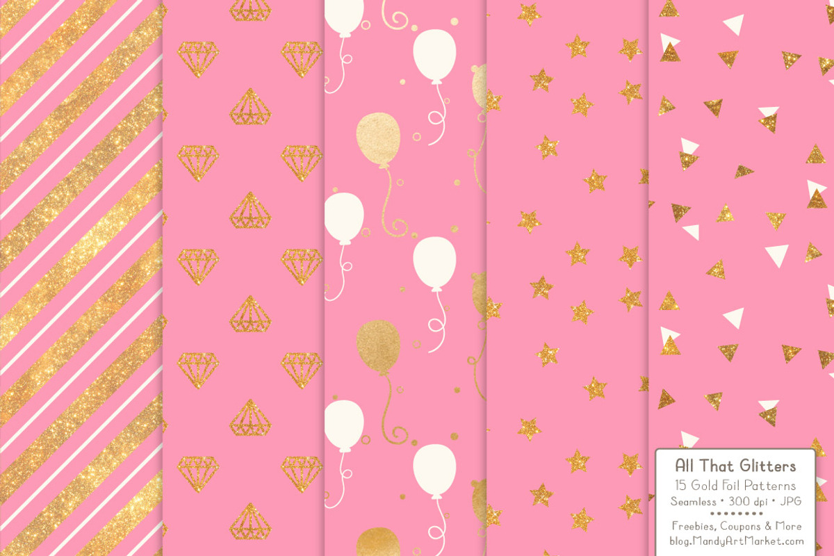 Gold Foil Digital Papers in Pink, a Pattern Graphic by Amanda Ilkov (Photo 2 of 4)