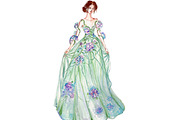 Pastel green dress princess fashion, a Person Illustration by tranyenhanu (Thumbnail 1 of 3)