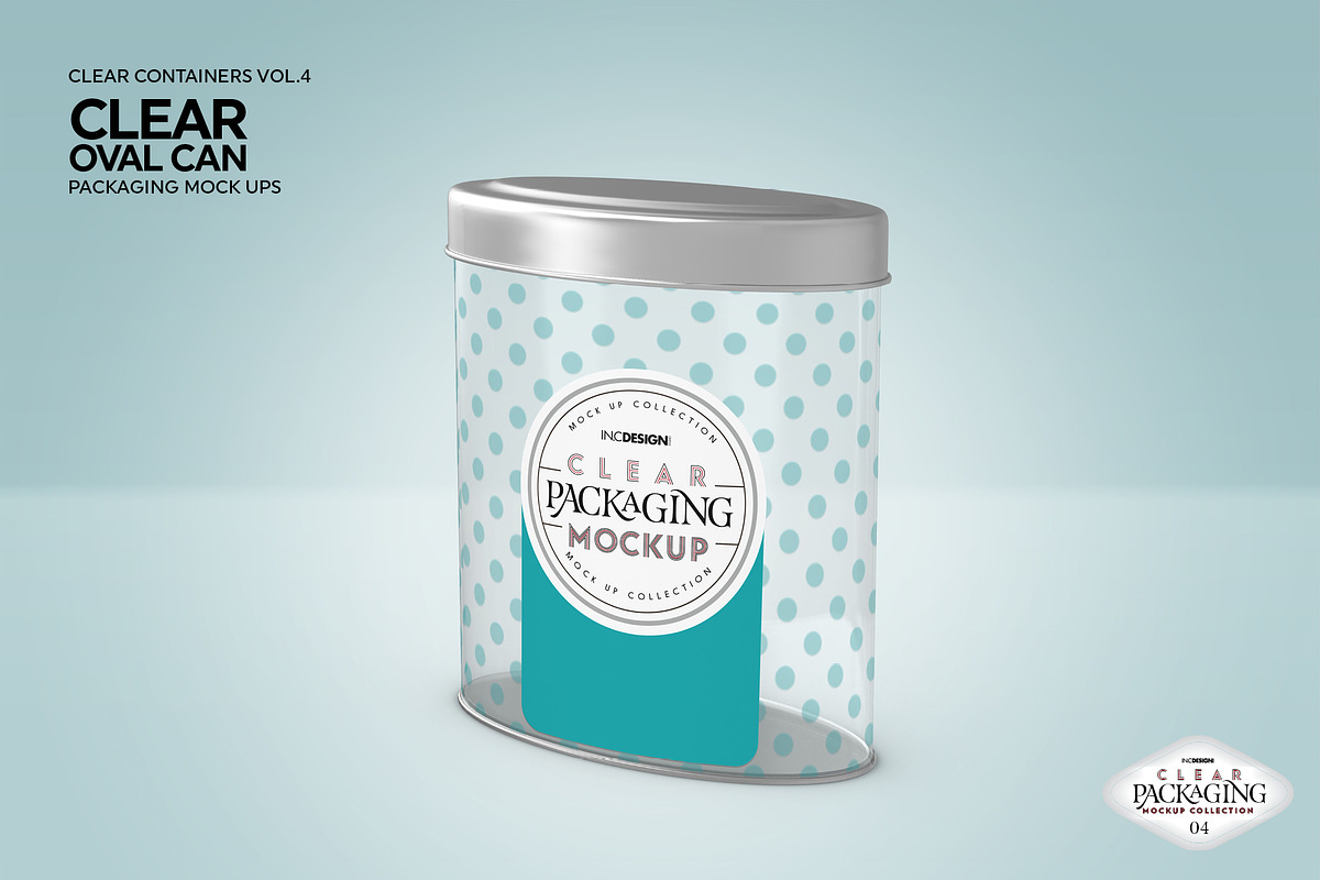 Clear Oval Can Packaging Mockup, a Cups & Container Mockup by INCDesign (Photo 4 of 8)