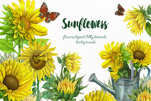 Sunflowers Clipart, Yellow Flowers