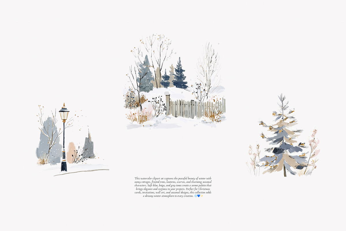 watercolor winter clipart set, a Decorative Illustration by Patishop Art (Photo 6 of 10)