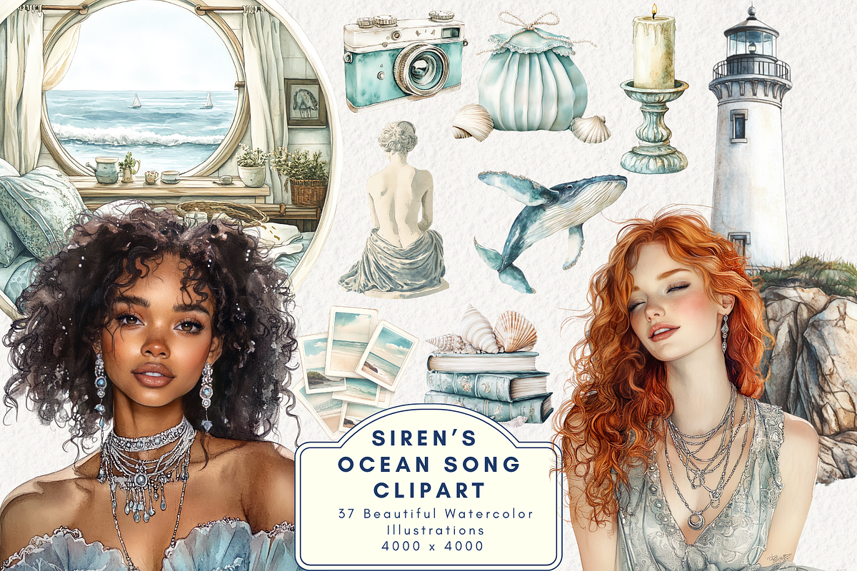 Siren’s Ocean Song Clipart, an Illustration by NadiaTheronArt (Photo 1 of 4)