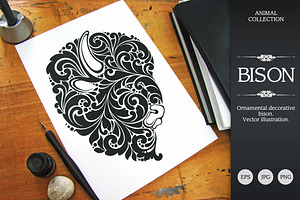 Ornate Calligraphic Bison