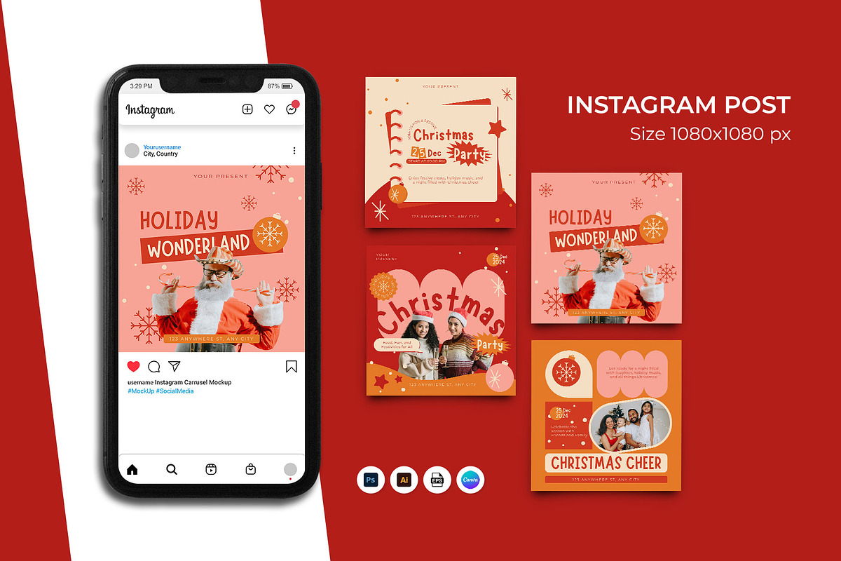 Christmas Party Instagram Post, a Social Media Template by Artnivora.Std (Photo 2 of 2)
