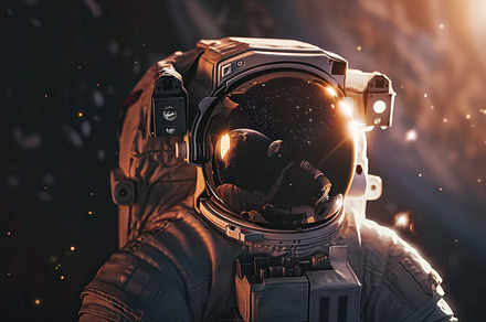 Boundless Horizon: Astronaut Adrift Above Earth's Atmosphere - Generative AI, a Background Photo by José Manuel Gelpi