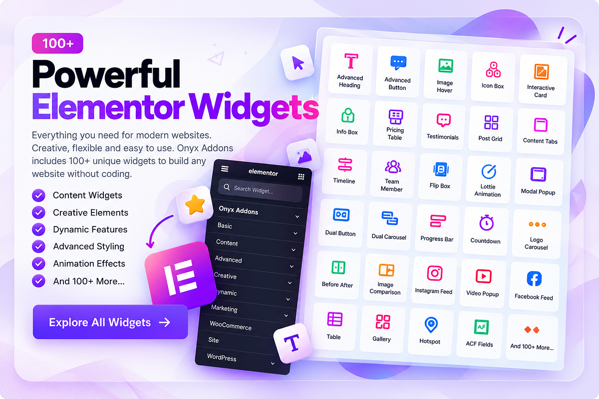 Onyx Elementor Addon WP Plugin/Theme, a WordPress Template by Akylbek Bissenkulov (Photo 5 of 15)