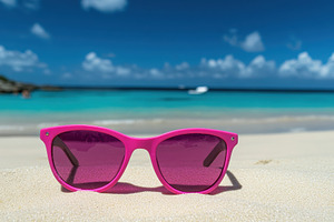 Pink sunglasses resting on the warm, a Photo by Iftikhar Alam