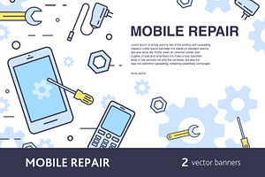 Mobile phone repair banner, a Technology Illustration by Good Studio