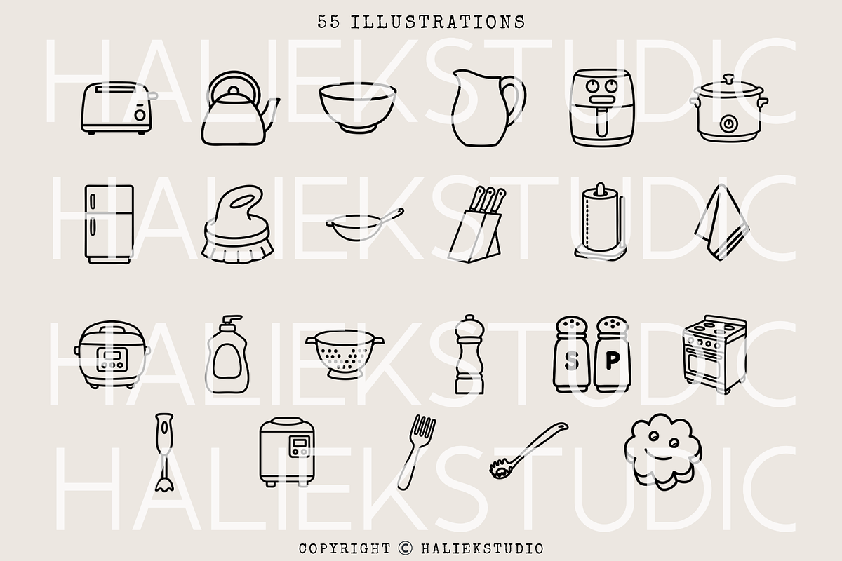 Kitchen Tools SVG Illustrations, a Food Illustration by HalieKStudio (Photo 3 of 9)