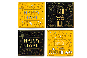 4 Diwali Posters, Greeting Cards, a Graphic by oxy_gen