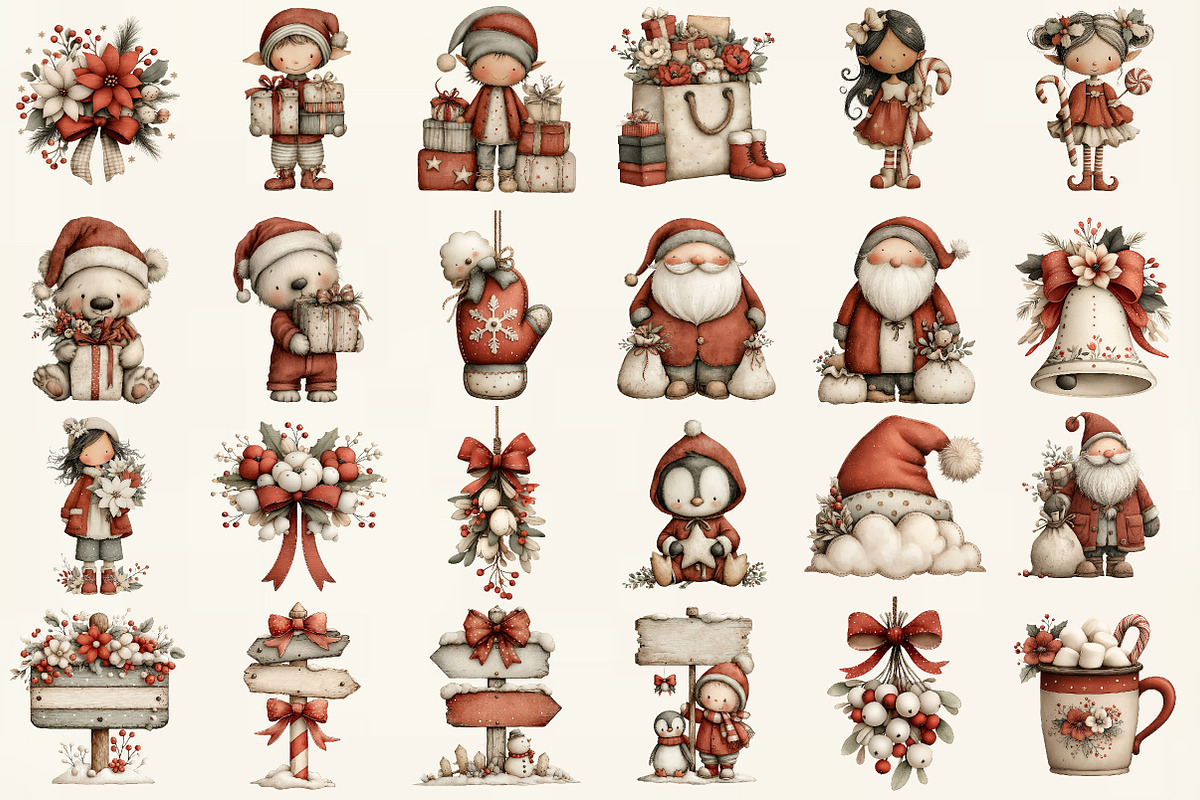 Whimsical Christmas Clipart, an Illustration by DreamCafeArt (Photo 3 of 7)