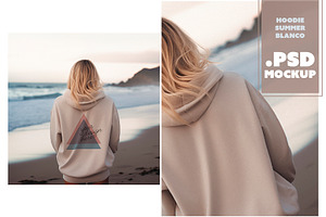 Mockup Hoodie Summer White, By AI, a Hoody Mockup by McLittle Stock