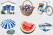Blue Summer Mediterranean Clipart, an Illustration by Black Bird Studio (Thumbnail 5 of 6)