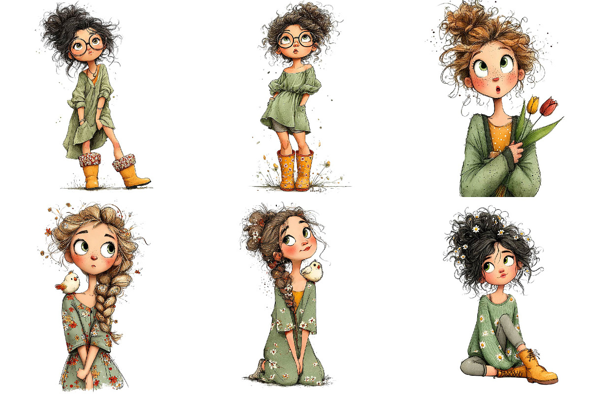 Spring Quirky Girl Clipart Bundle, an Illustration by DreamPrint404 (Photo 5 of 7)