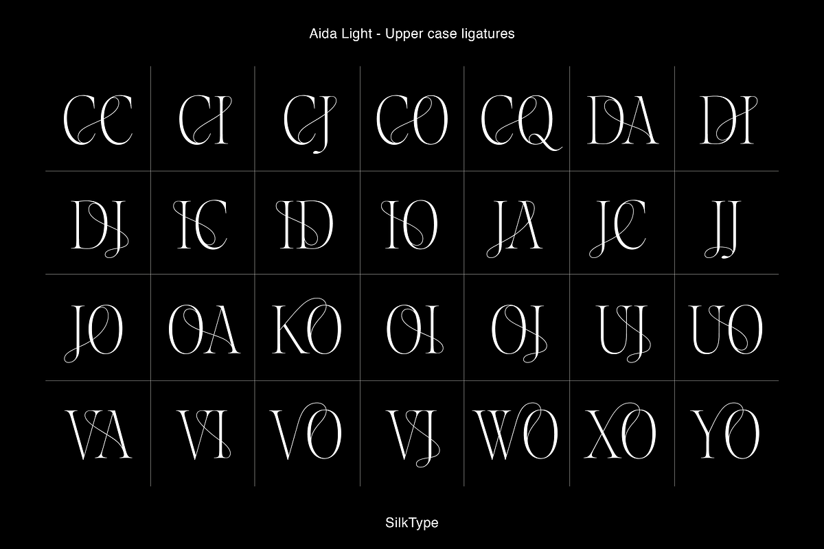 Aida | 10 Font Ligature Serif, a Font by Silktype (Photo 19 of 20)