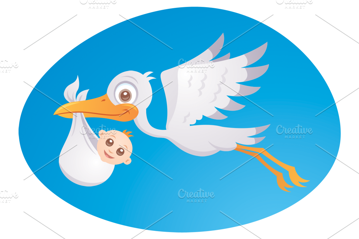 Baby Delivery Stork, an Illustration by Schwegel Illustration