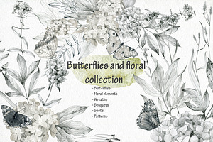 Butterflies and floral collection.