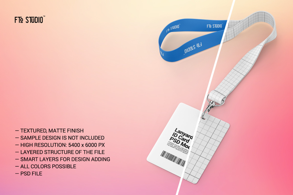 Lanyard with ID Card PSD Mockup, a Mockup by Fto Studio