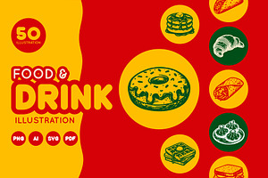 50 Rustic Culinary Icons, a Food Illustration by Rasgood