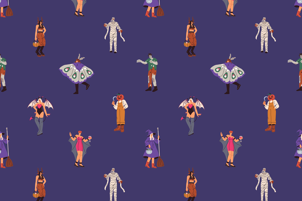 Halloween people set + patterns, a Person Illustration by Good Studio (Photo 12 of 19)