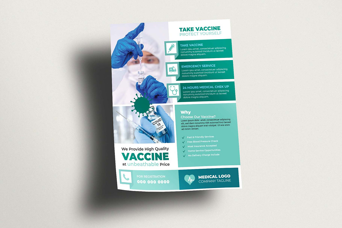 Covid Vaccine Flyer (Editable), a Flyer Template by Creativpixl (Photo 2 of 5)