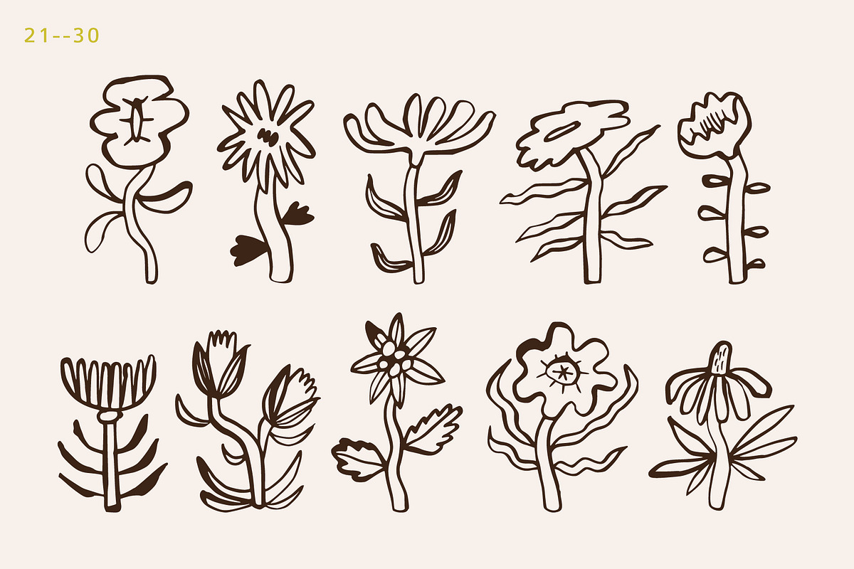 Quirky Florals Hand Drawn collection, an Object Illustration by Lena Nikolaeva (Photo 7 of 12)