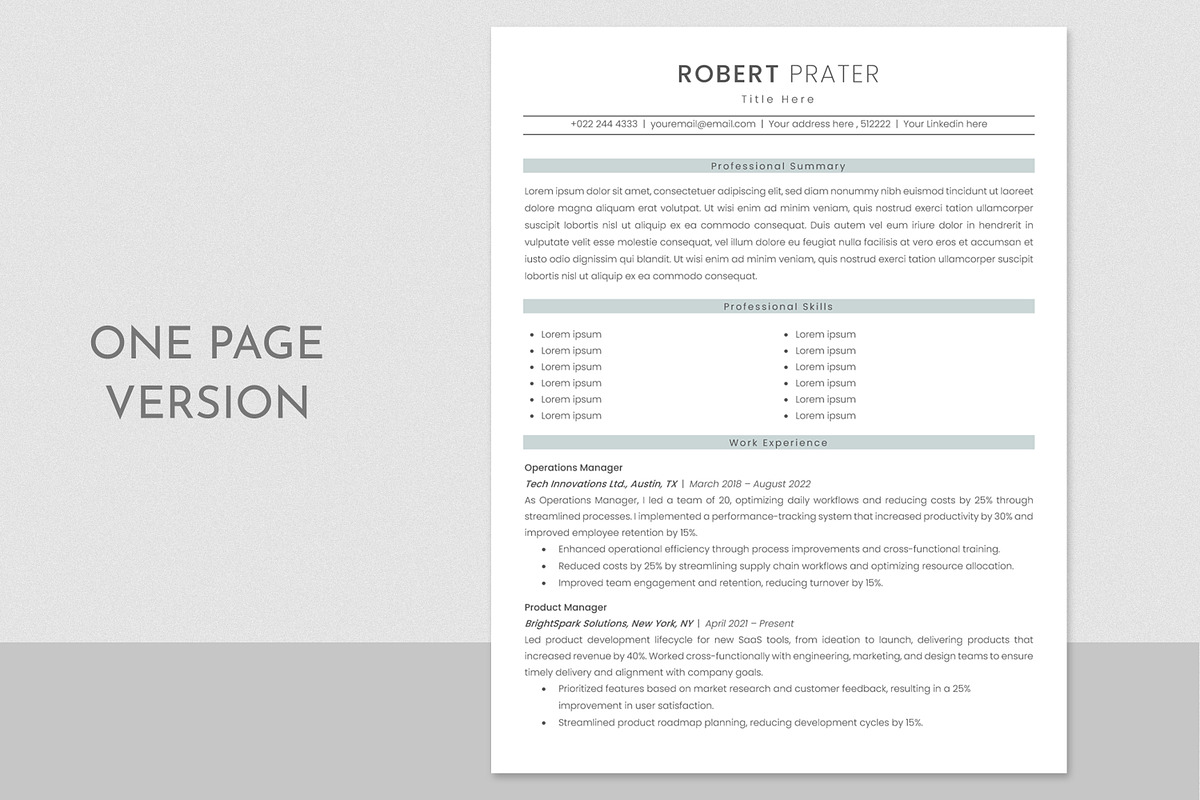 ATS Friendly Resume Template, a Resume Template by Anjum Ilyas (Photo 2 of 8)