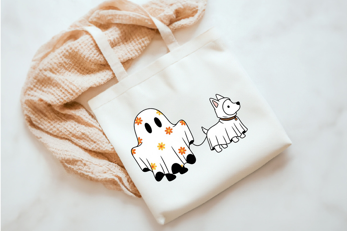 Сute Ghost Dog PNG, an Illustration by Watercolor design (Photo 3 of 3)