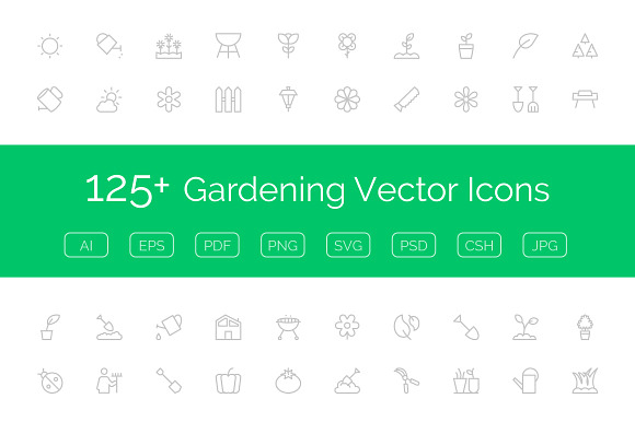 125 Gardening Vector Icons