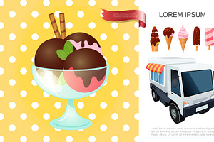 Flat ice cream summer template