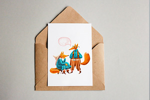 Cute Fox Family - Clip Art Set