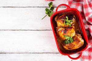 Homemade golden baked chicken legs, a Food & Drink Photo by Rimma