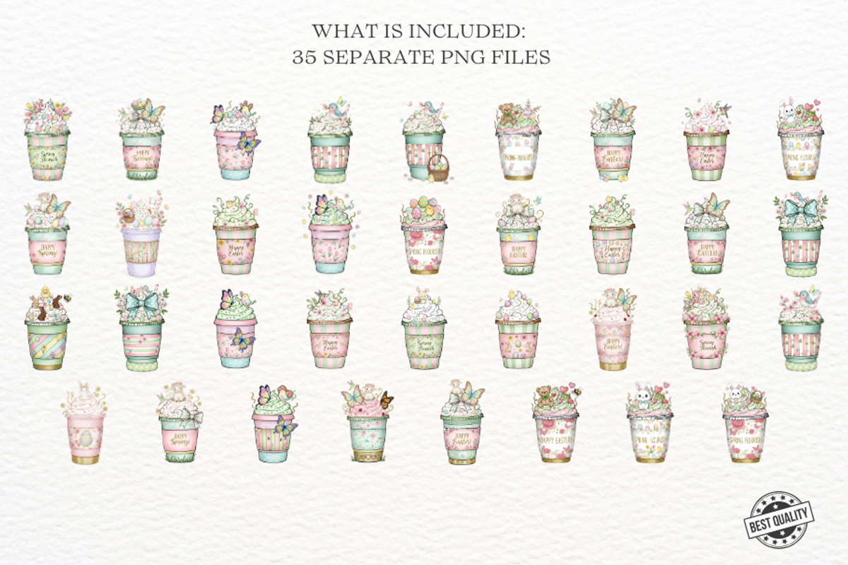 Easter Day Coffee Cups Clipart, an Illustration by Markicha Art (Photo 2 of 7)