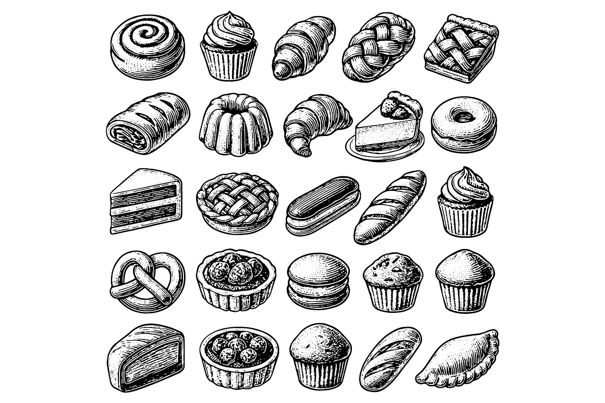 Pastry and Bakery Icons Set, an Object Graphic by RT Studio