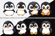Cute Baby Penguin Clipart, a Graphic by Artnoy (Thumbnail 2 of 5)